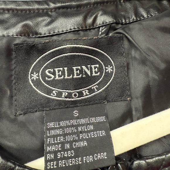 Selene Sport Quilted Faux Leather Vest Moto Chic Zip-Up Black Layer, S - Picture 6 of 8